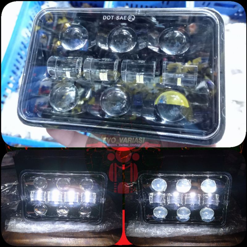 lampu sorot kotak dan bulat led putih high low lampu universal variasi motor