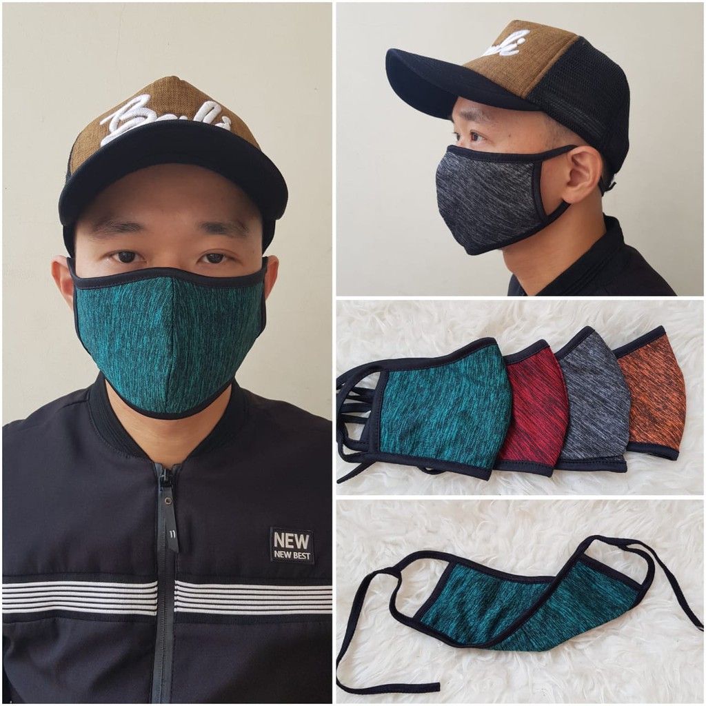 Masker kain hijab garis / Masker Hijab / Masker Kain