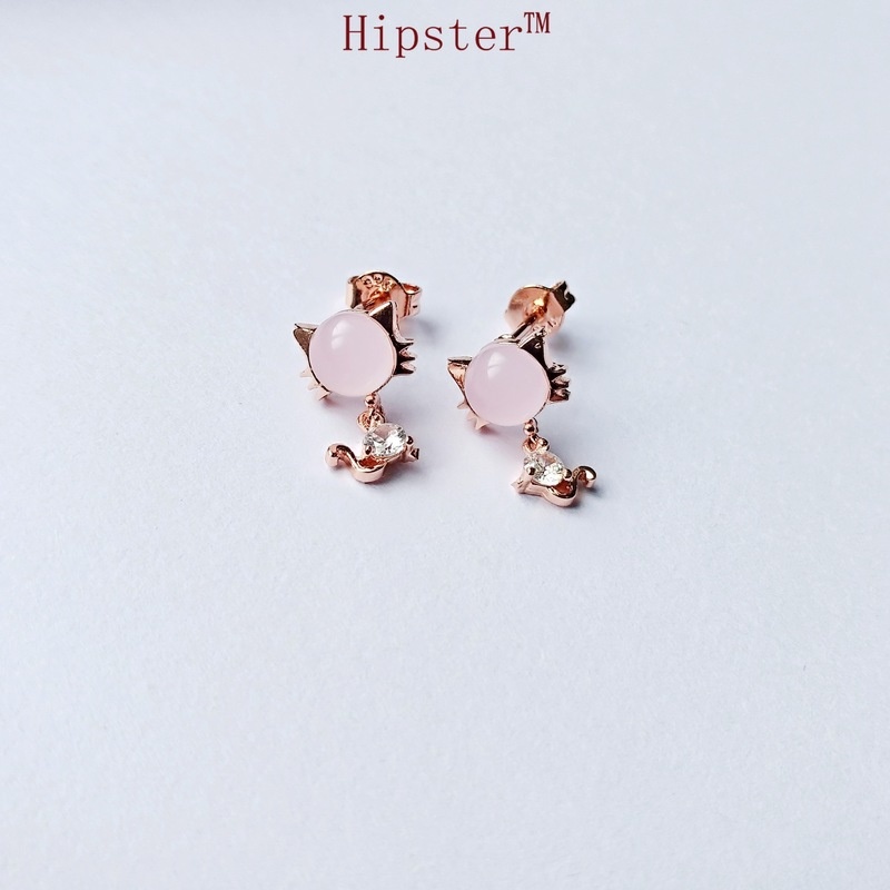 New Hot Sale Exquisite Fashion Pink Gem Temperament Platinum Earrings