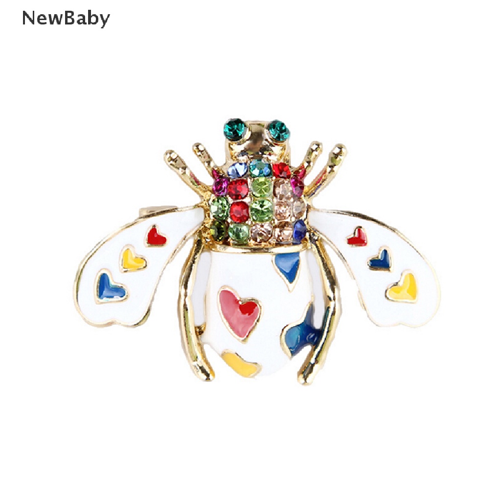 Newbaby Bros Pin Enamel Bentuk Lebah Aksen Kristal Untuk Aksesoris Scarfhadiah Wanita