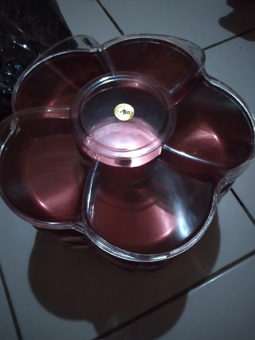 Toples Bunga 6 Sekat Toples Plastik Candy Tray Rejeki Toples Kue 6 Sekat Lebaran