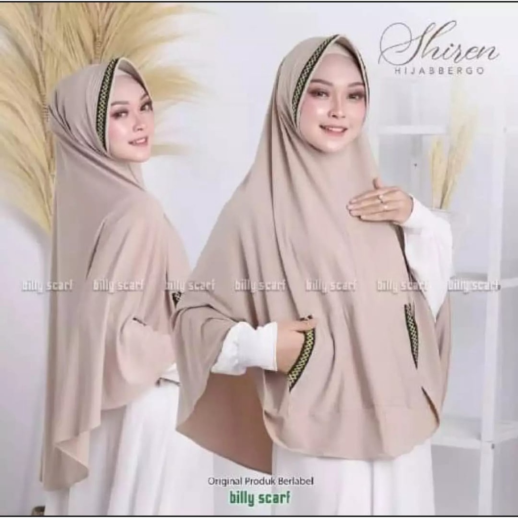 Jilbab instan Kantong Zigzag Kerudung kekinian Bergo terbaru 2021 Hijab Jumbo syar'i-Cream