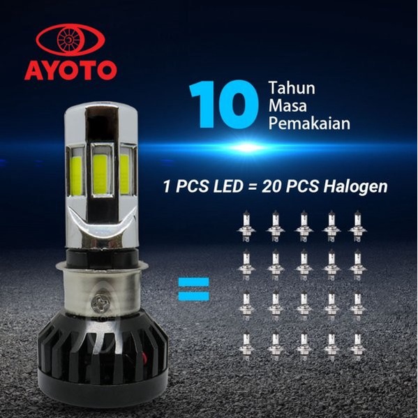 Lampu Motor LED Utama Ayoto M6A M7A Arus AC DC SOKET H6 Motor Matic Bebek