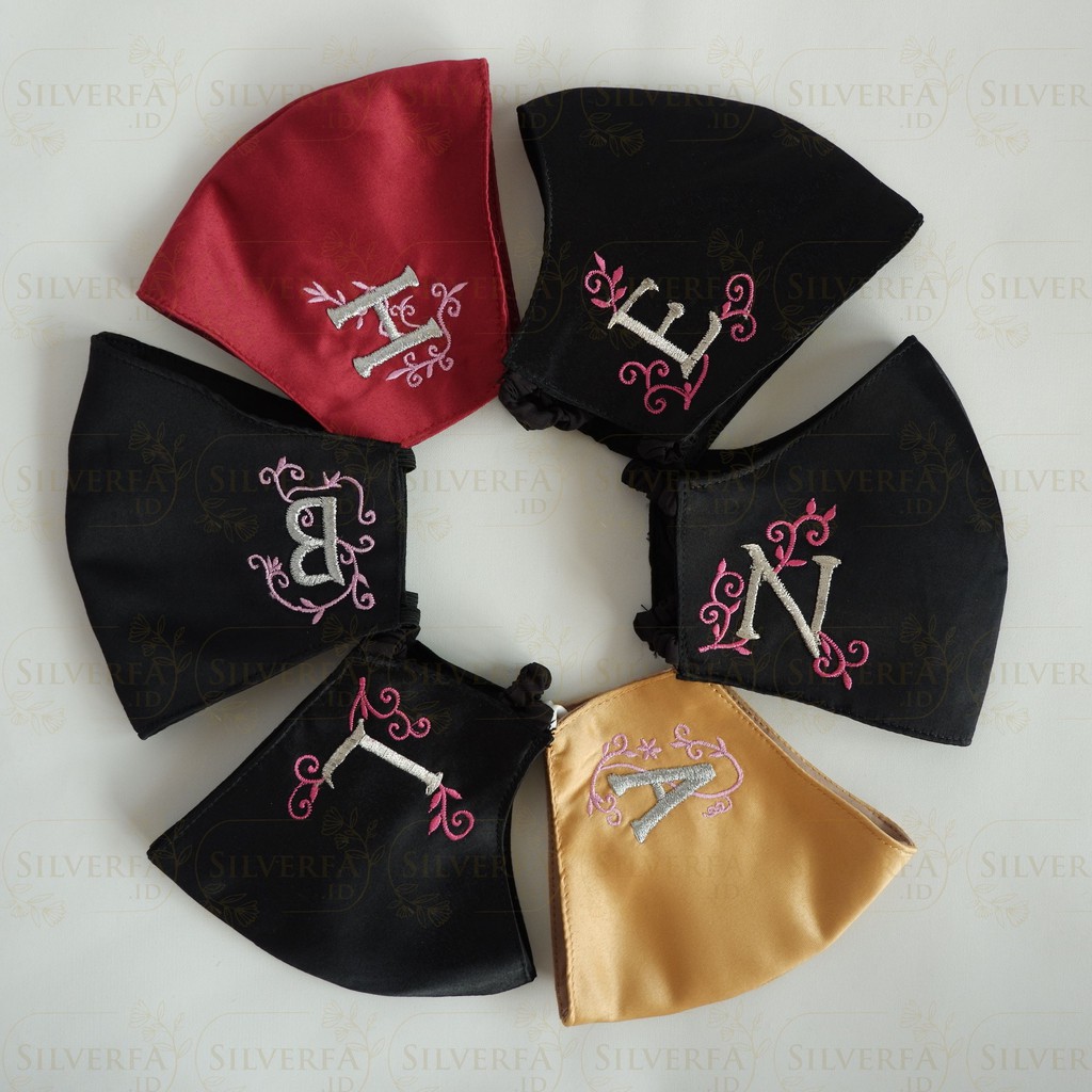 Masker Bordir Inisial Nama / Masker Bordir Custom