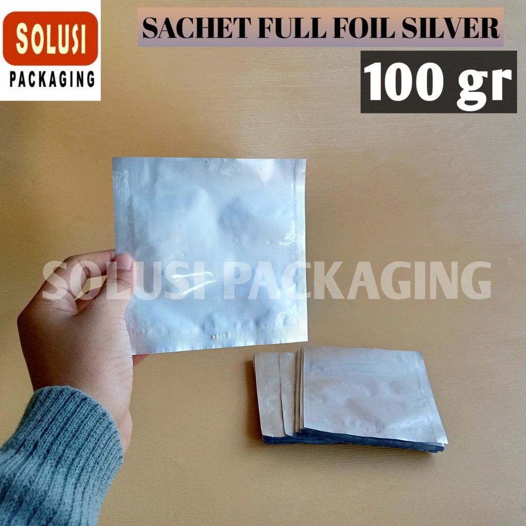Sachet Full Aluminium Foil Silver 100 gr Kpack Plastik Kemasan kopi