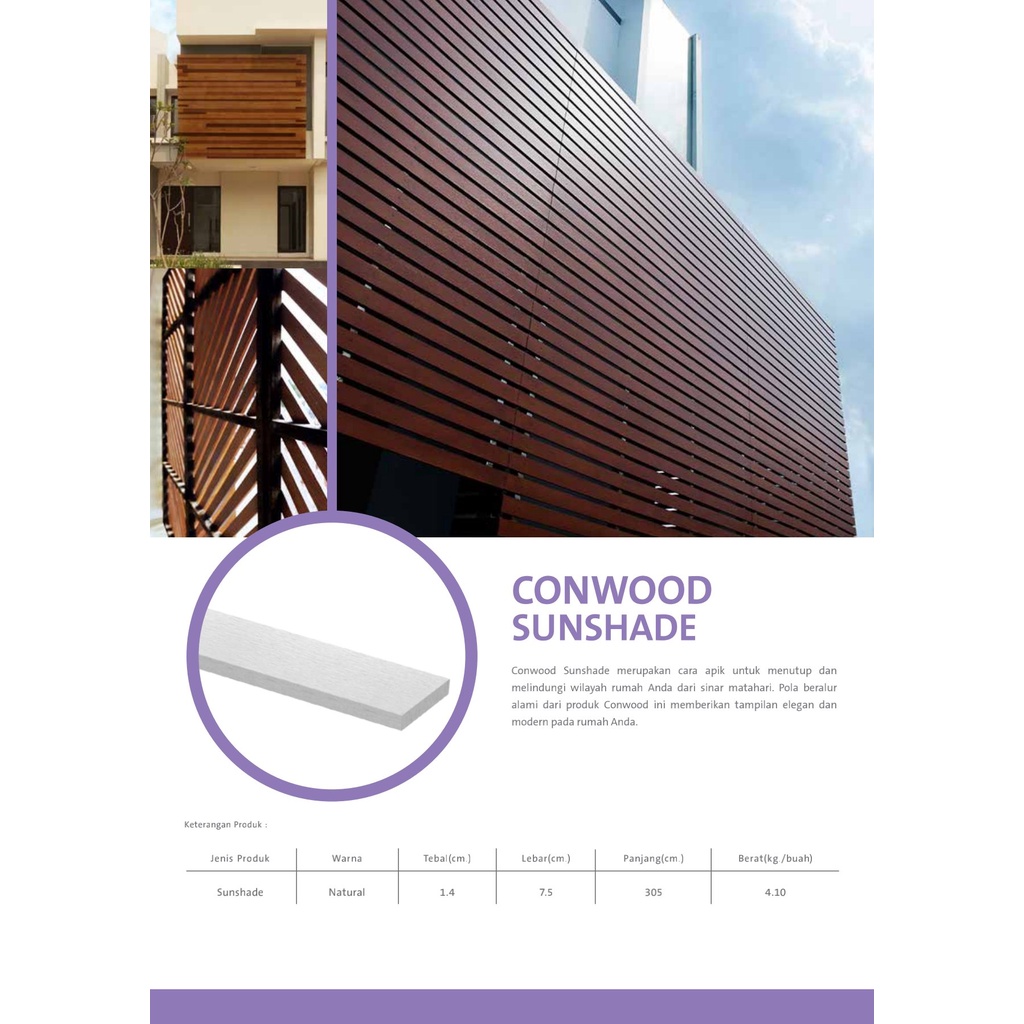 Conwood Sunshade 3" Tebal 14mm untuk dinding penutup dari sinar matahari