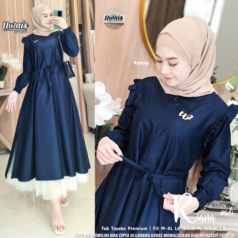 [BISA COD] RIANA MIDI DRESS // MIDI DRESS GAMIS IBU WANITA DAN REMAJA // ORI BY UWAIS