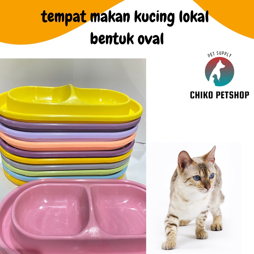 TEMPAT MAKAN MINUM DOUBLE KUCING &amp; ANJING - WARNA RANDOM