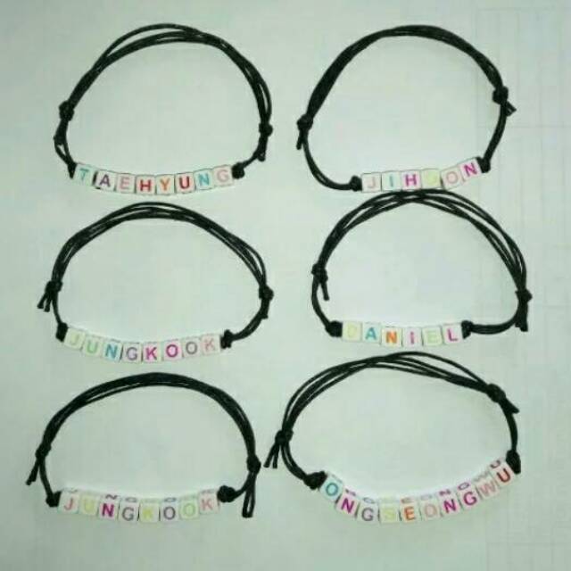 gelang nama bracelet bts exo wanna one seventeen ikon blackpink astro kpop BEBAS REQUEST