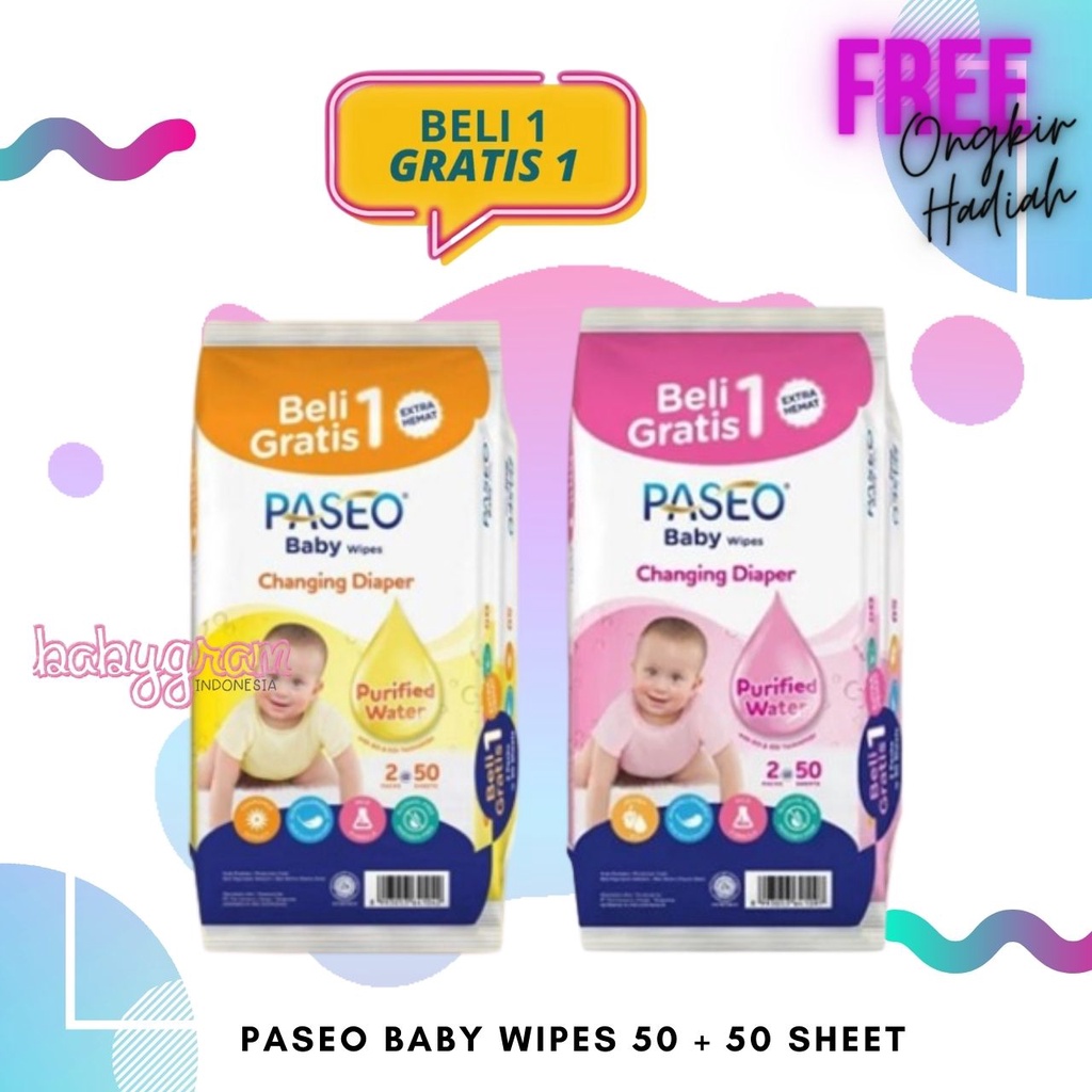 Paseo Wipes Tissue Tissu Tisu Basah BABY isi 50 sheet