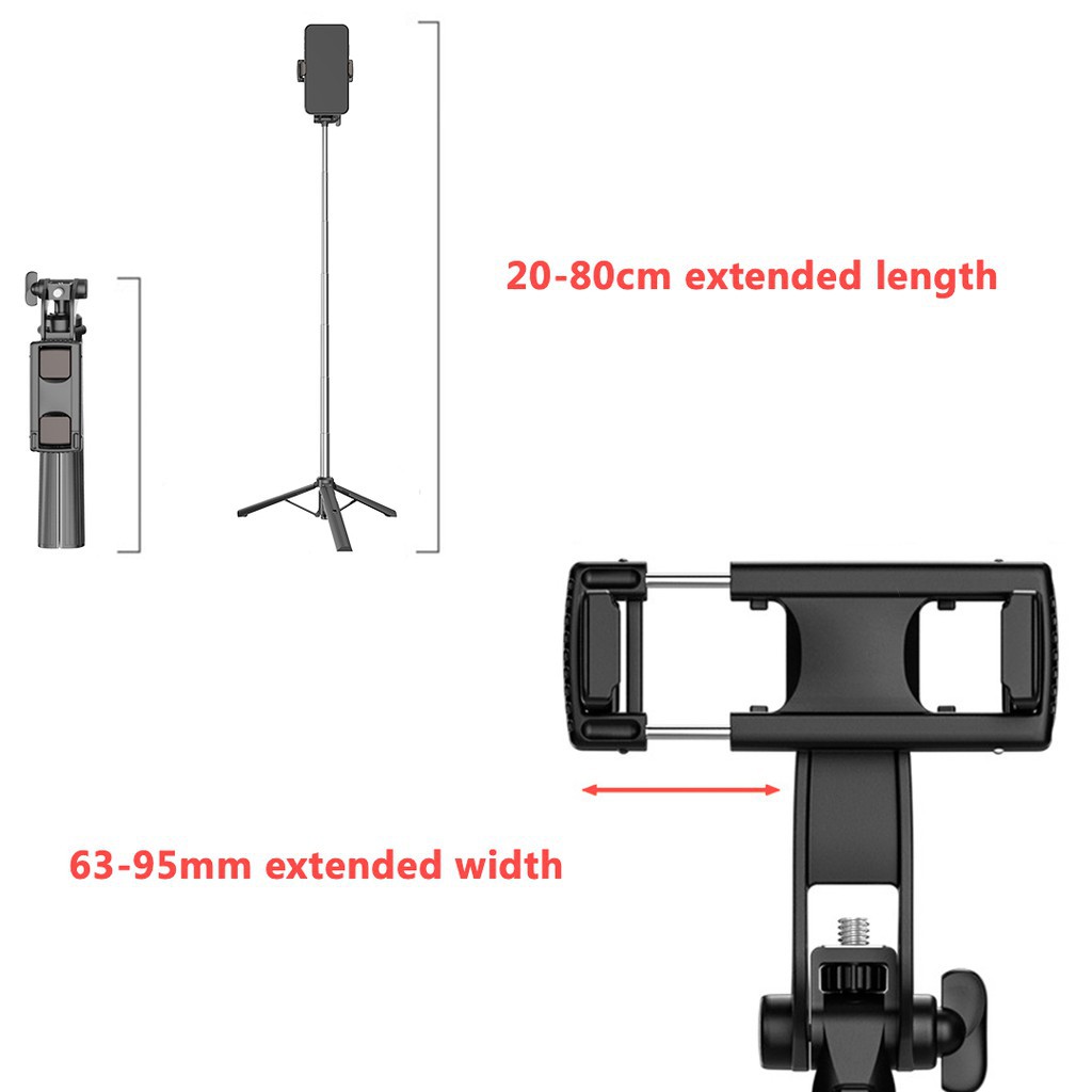 BENCO Selfie Stick Tripod A31 Rotasi 360° Tongsis 80cm Phone Holder Foldable Height Adjustable for Facetime