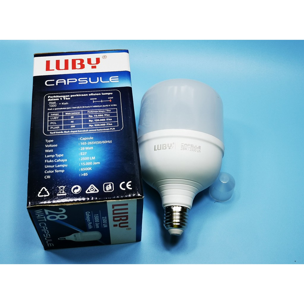 Lampu LED CAPSULE 28 watt Merk LUBY Cahaya Putih Garansi 2 tahun