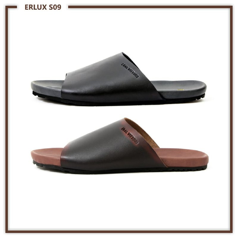  Sandal  Pria  Erlux S09 Kulit  Asli Eral Vittori Shopee 