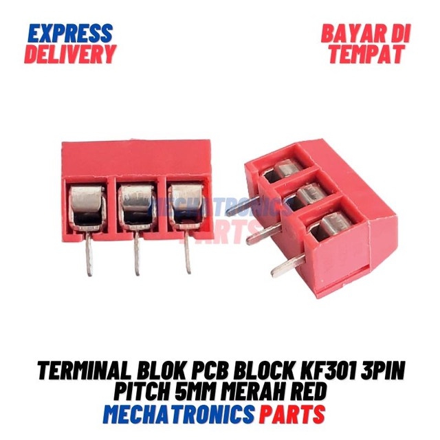 [5684] Terminal Blok PCB Block KF301 3Pin Pitch 5mm Merah Red