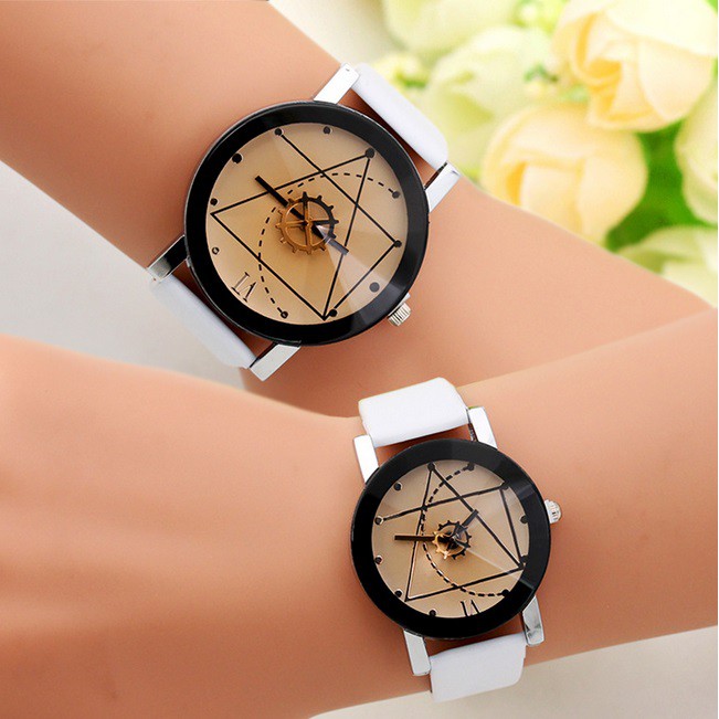 Jam Tangan Couple Pasangan GEAR KULIT #40 (HARGA SEPASANG) Korean Fashion Korea Style Watch