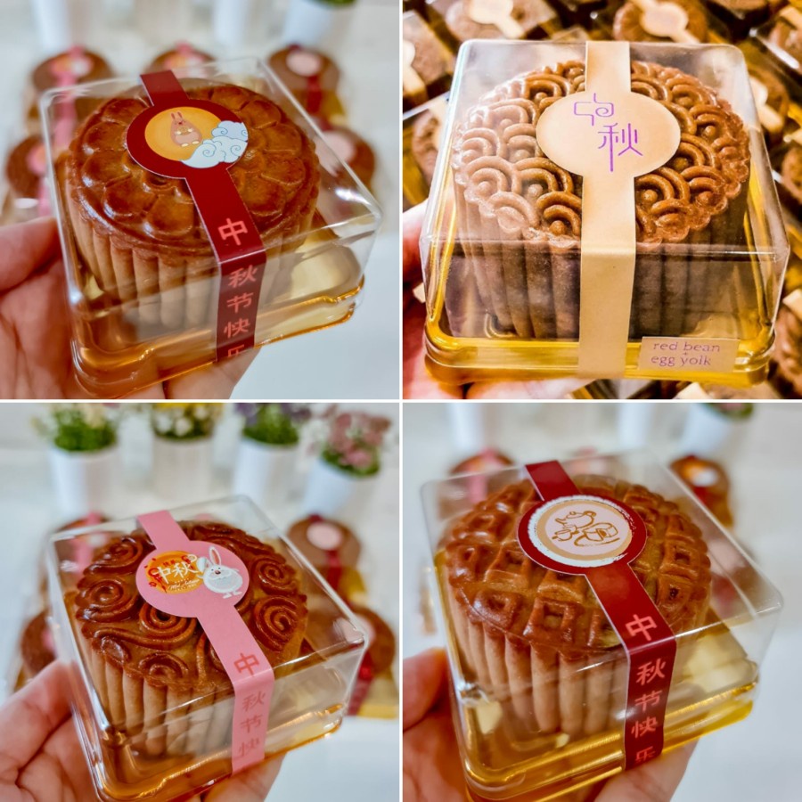 

( 8 pcs ) Stiker Mika Mooncake Label Sticker Seal Tray Mika Moon Cake Paperbelt Case Kotak Kue Bulan