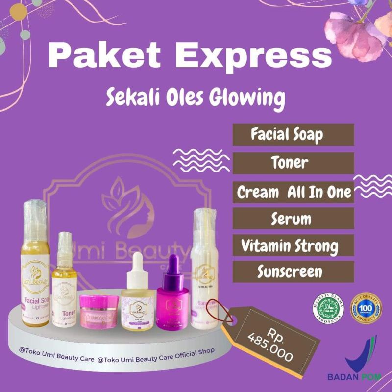 Bisa COD Paket Express BPOM RI UBC by umi beauty care umi alfatih set lengkap glowing Ekspres facial