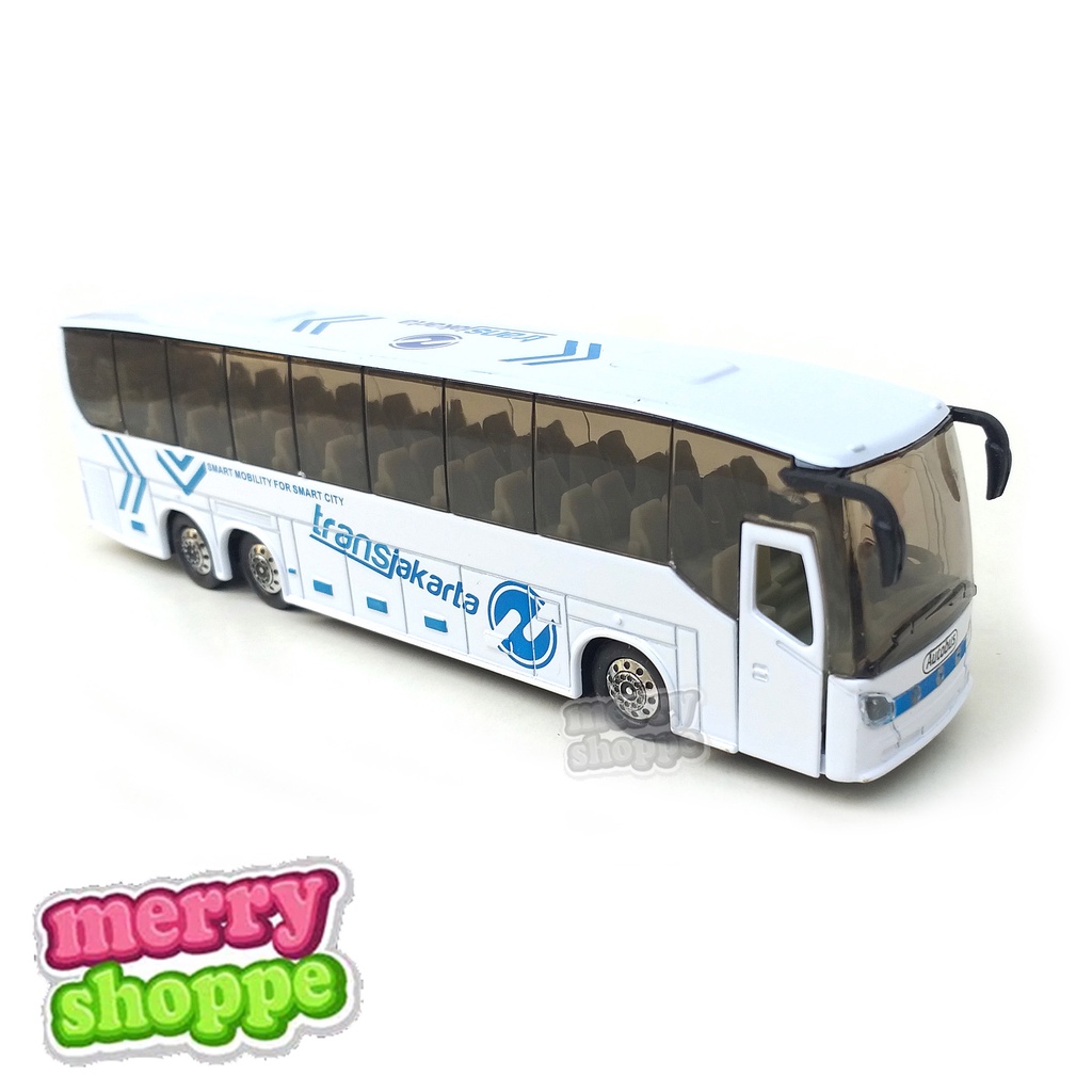 Diecast Miniatur Mobil Bus Transjakarta Busway + Lampu dan Suara