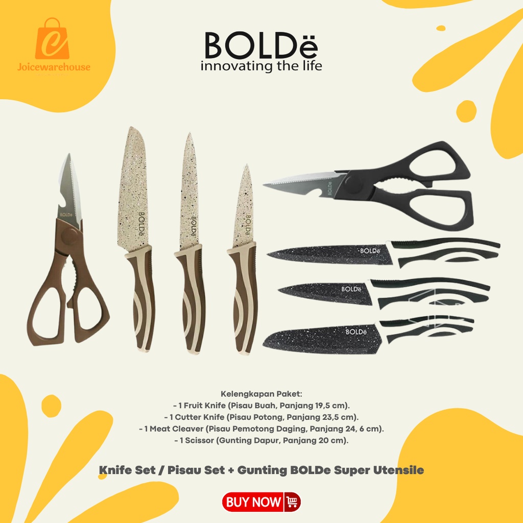 Knife Set / Pisau Set + Gunting BOLDe Super Utensile Electra Series