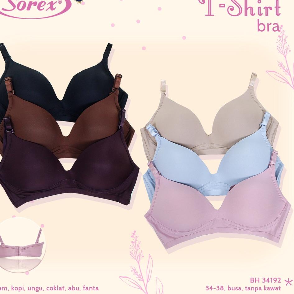 Terlaris.. Sorex T-shirt Bra Polos Busa Tanpa Kawat Kait 3 Setara Cup B BH Harian 34192