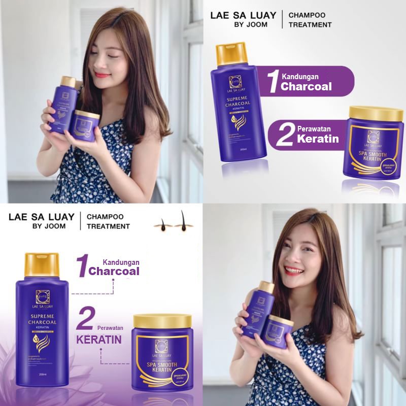 LAE SA LUAY Shampoo Supreme Charcoal Smooth - Shampo &amp; Keratin - Masker / Perawatan Rambut BPOM