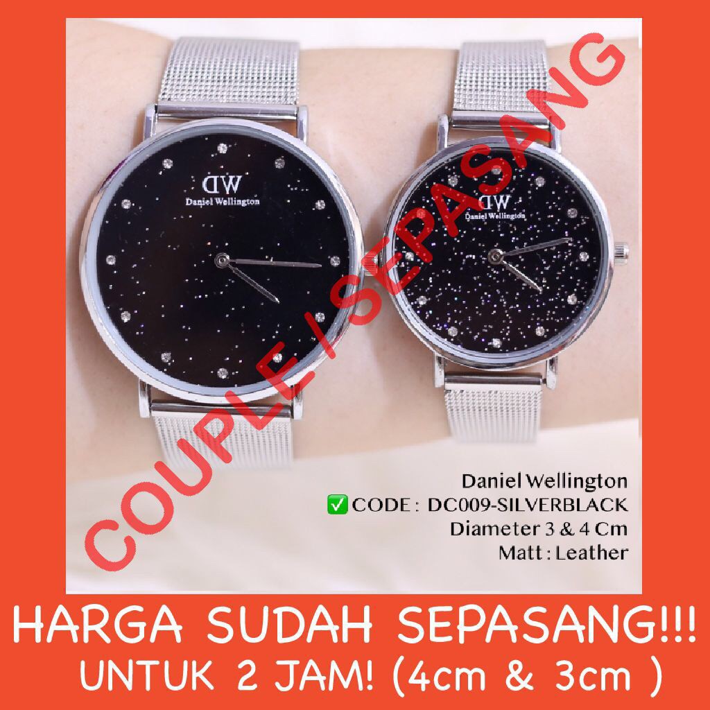 Jam tangan murah pria wanita couple rantai pasir DUA JARUM model cantel premium watch GRATIS BATERAI