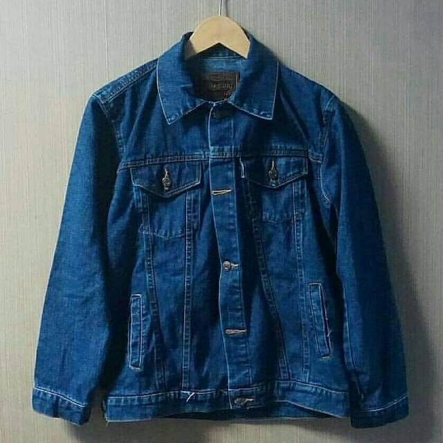 COD PROMO Jaket Levis Jeans Biowash Biru Tua Pria Wanita