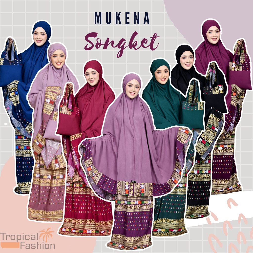 Mukena Bali Motif Songket By Zahwa Bahan Rayon Janger Premium