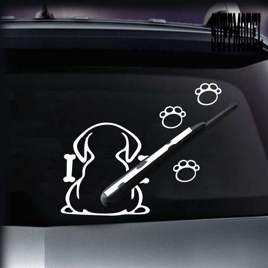 3pcs / Set Stiker Motif Anak Anjing Tahan Air Untuk Kaca Belakang Mobil