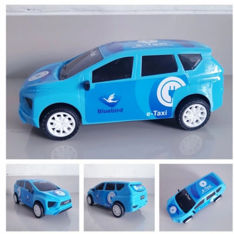 Mainan Mobil taksi blue bird silver expres Edukatif - Mobilan Angkot Hijau Anak Laki