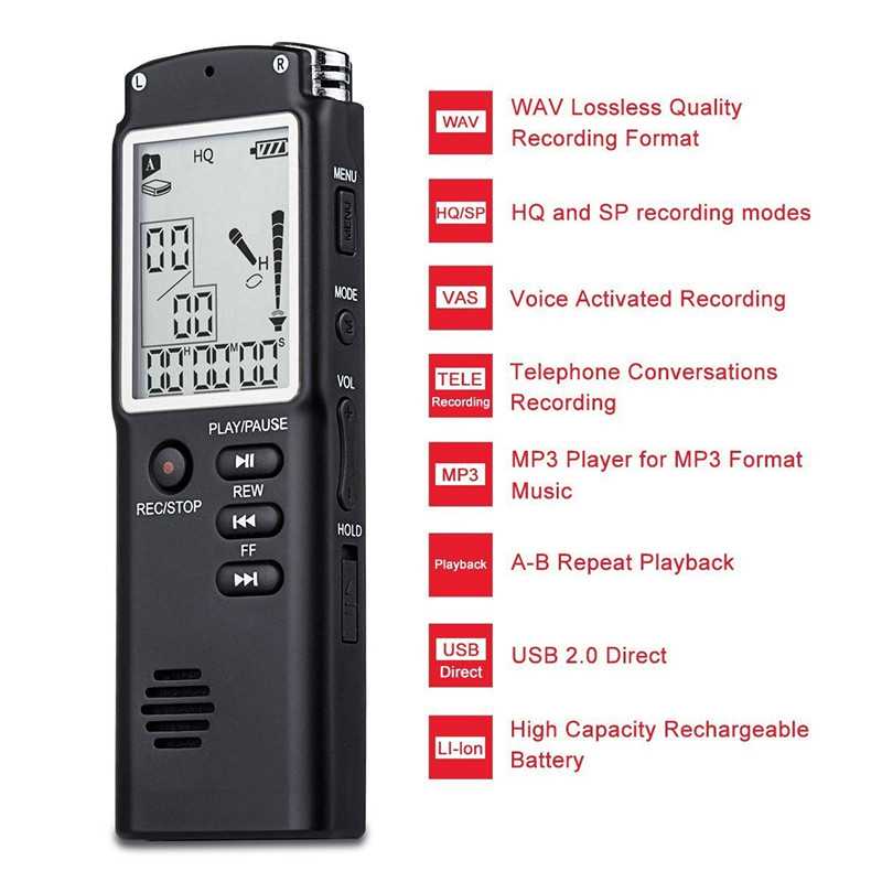 Digital Voice Recorder 8GB Alat Perekam Suara MP3 Player For Mp3 Format Music High Quality Sound / Portable Voice Recorder