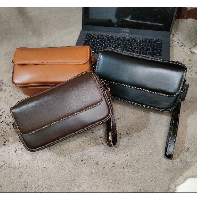 Tas kulit kezaa kulit sapi asli Selempang Clutch cewe perempuan wanita multifungsi