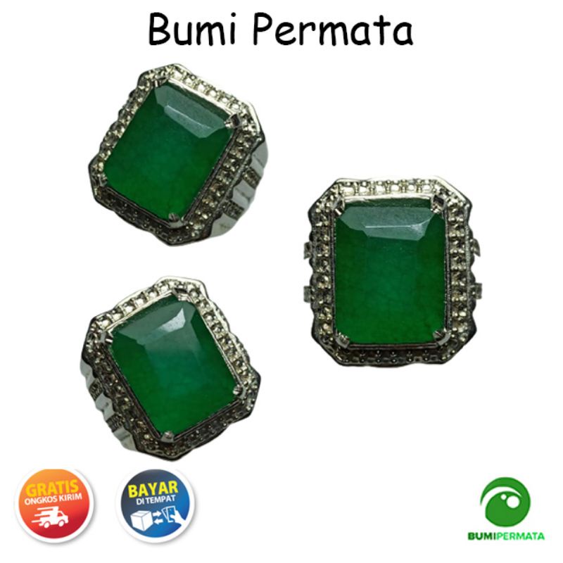 Batu Cincin Permata Natural Emerald Beryl Zamrud Zambia Emerald Cut