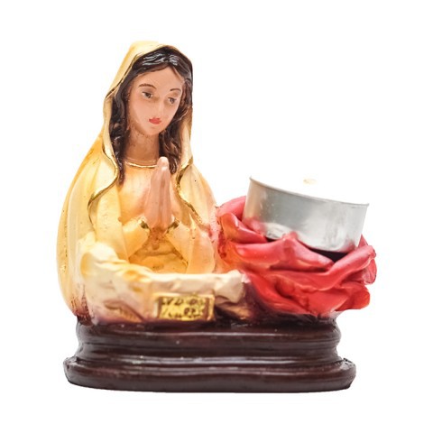 Tempat Lilin Patung Bunda Maria / Gold + Lilin Tealight
