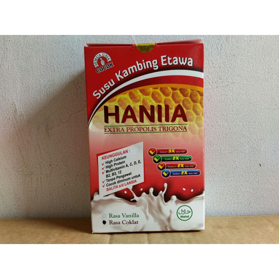 

Hot Promo!! Susu Kambing Etawa Extra Propolis Trigona HANIIA - Rasa Coklat | ASD122578240