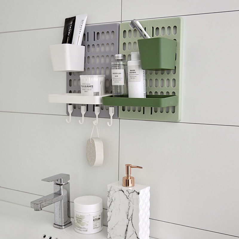 YHOME Rak Dinding Tempel Minimalis Organizer/Rak Dinding Kombinasi Organiser/Rak Gantung Peralatan Dapur Tanpa Paku/Wall Shelf Board Household Kitchen Storage/Rak Stationery Tempel Y098-2