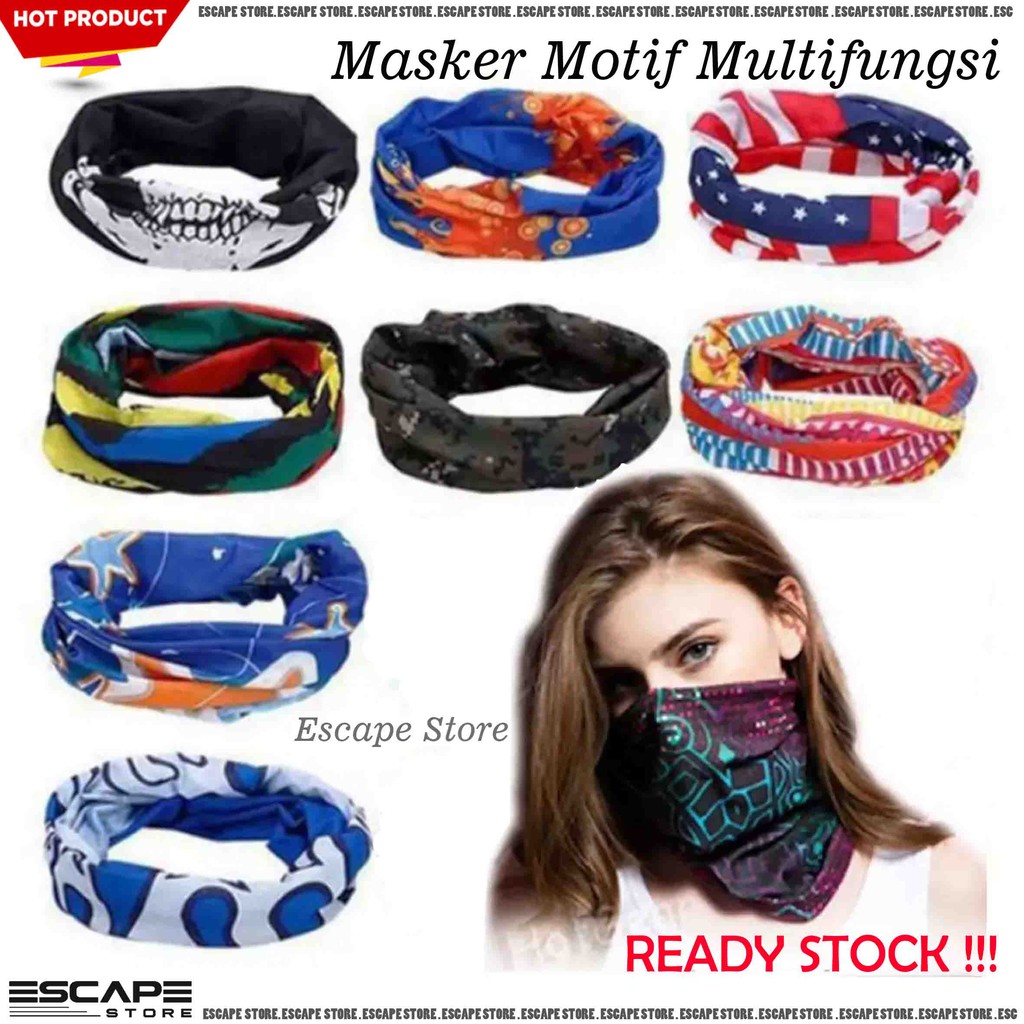 Jual Masker Motor Tanpa Jahitan Pria Wanita Bandana Masker Motor Masker Multifungsi Motif 