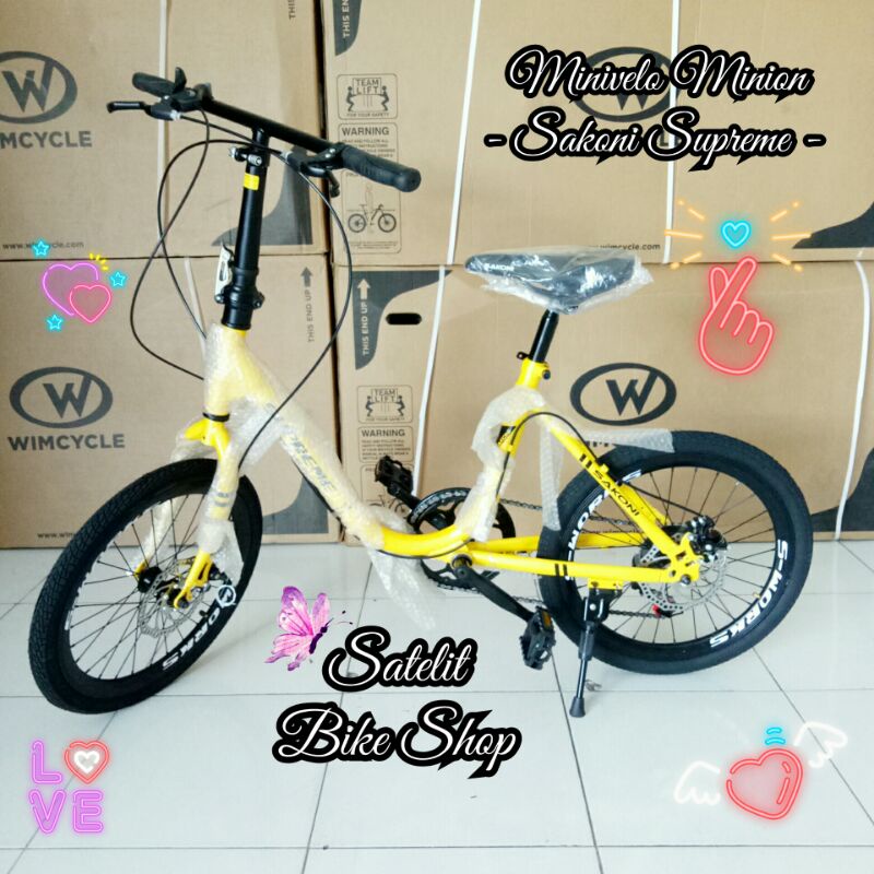 Sepeda Ukuran 20 Sakoni Supreme Minivelo Minion Interbike BNB Vicky 7 Speed Rem Cakram Sepeda Minion