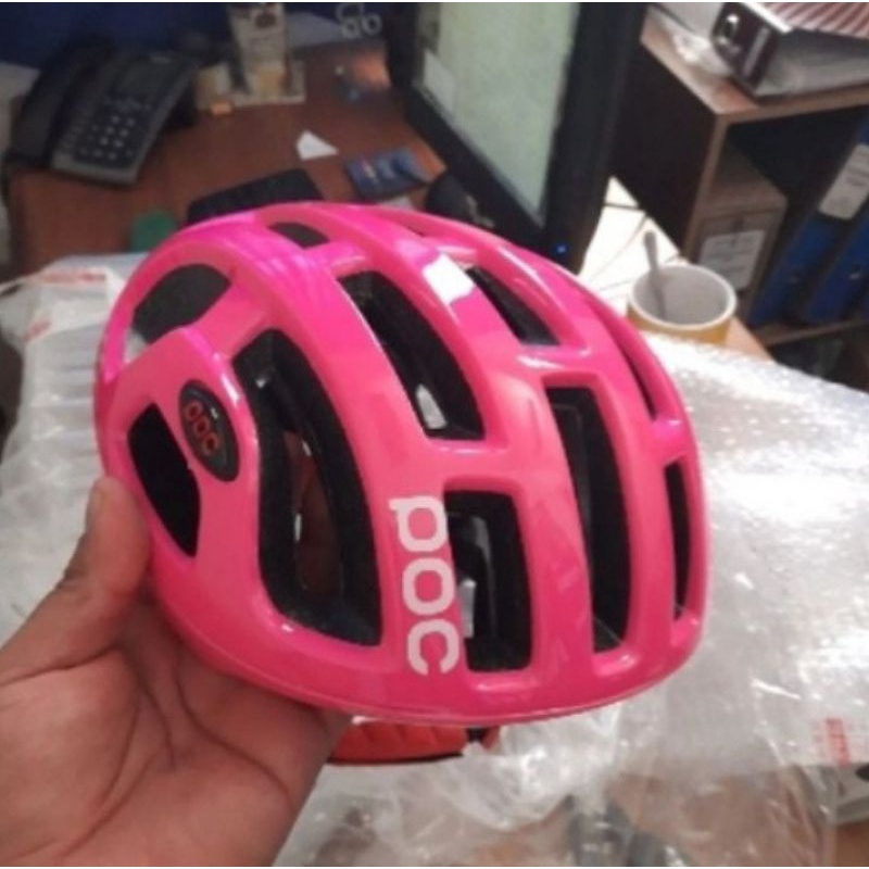 [COD] Bayar Ditempat Helm Sepeda Balap Roadbike POC MTB Pink New