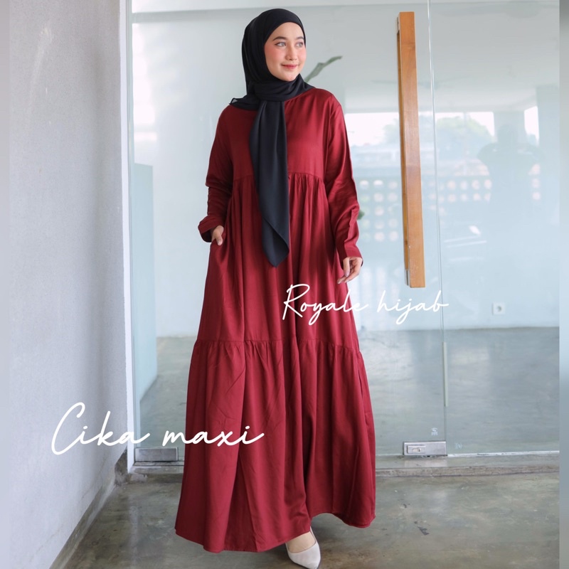 Royale - Chika gamis katun rayon twill premium model susun