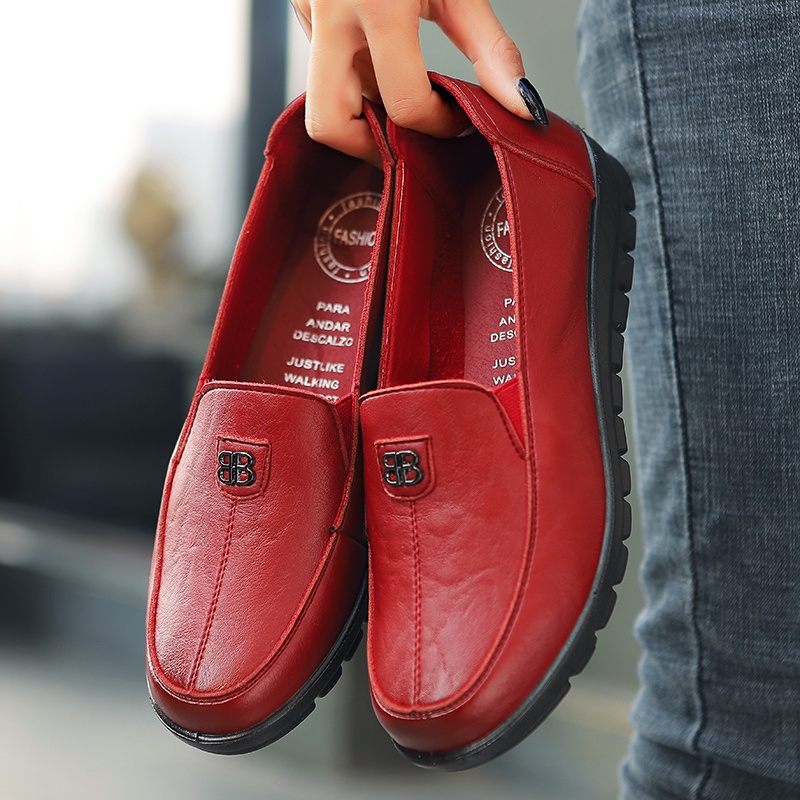 MM92 Sepatu Kerja loafers Wanita Import-merah