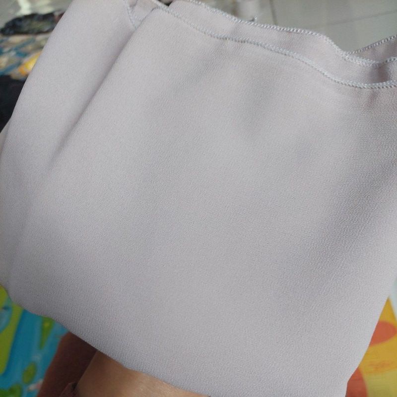 Khimar Instan Dua Layer Ceruty Jumbo Plus Cadar || Kerudung Segi Tiga Instan Syari || Hijab Instan Jumbo Syari-Abu muda
