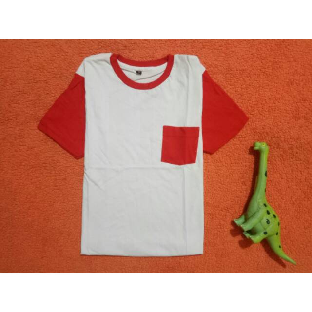 kaos anak polos kantong pocket murah
