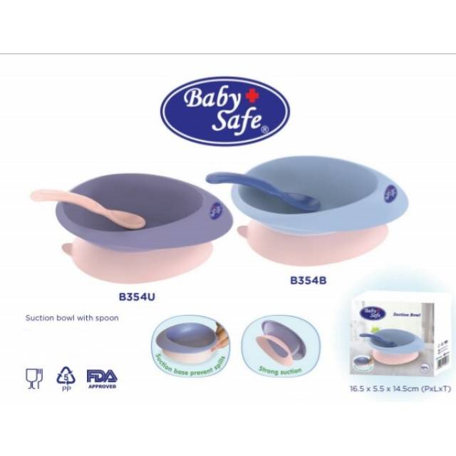 Baby Safe Suction Bowl With Spoon/ Peralatan Makan Bayi MPASI/Mangkok Bayi Anti Tumpah