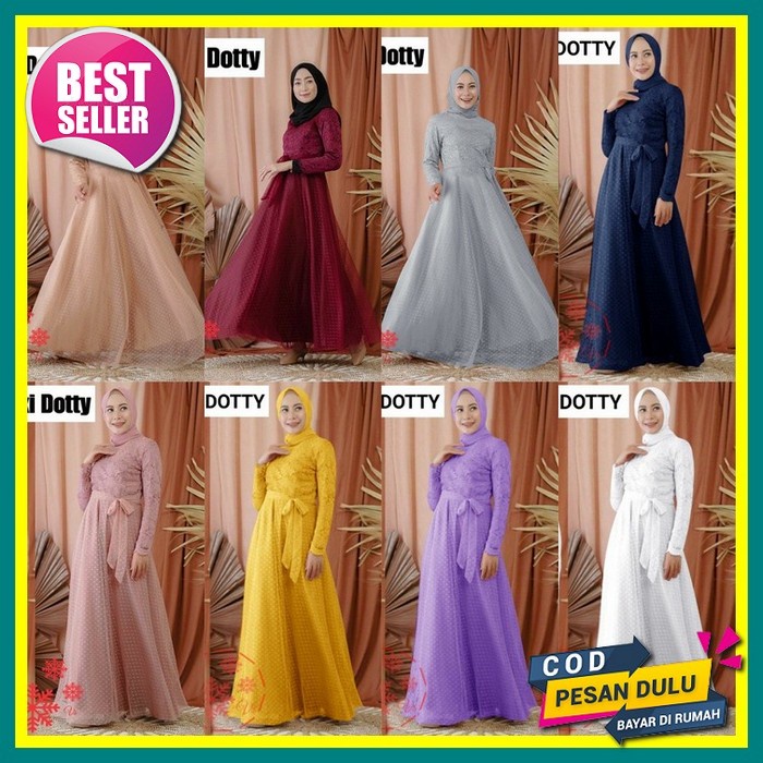 Baju Gamis Maxi Longdress Dress Susun Mahadewi Wanita Muslim Dewasa Mewah Anggun Elegan Trend Kekini