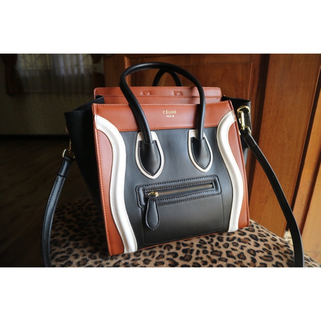 Celine mini luggage bag 3 tone