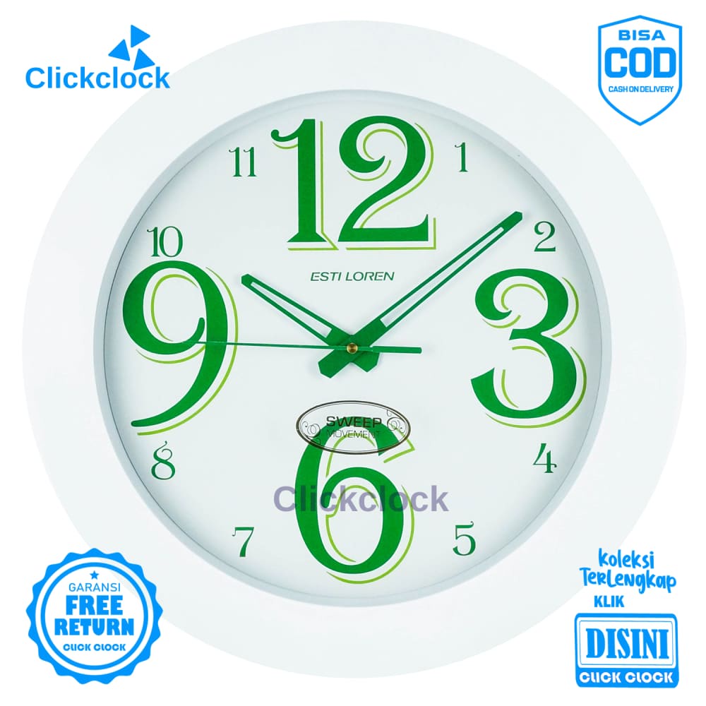 Jam Dinding Quartz Minimalis White Estiloren PTS2155 T1-5 Besar Dekorasi Kamar Murah