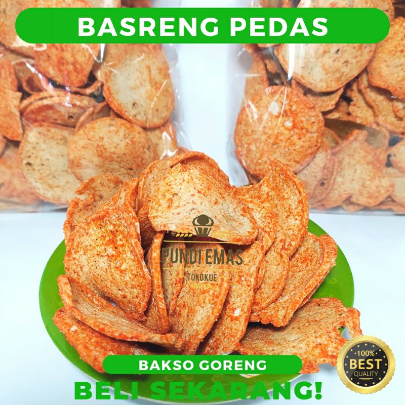 Basreng Pedas Bakso Goreng Paling Laris / Cemilan Pedas Kiloan 250Gr / Keripik Basreng Pedas