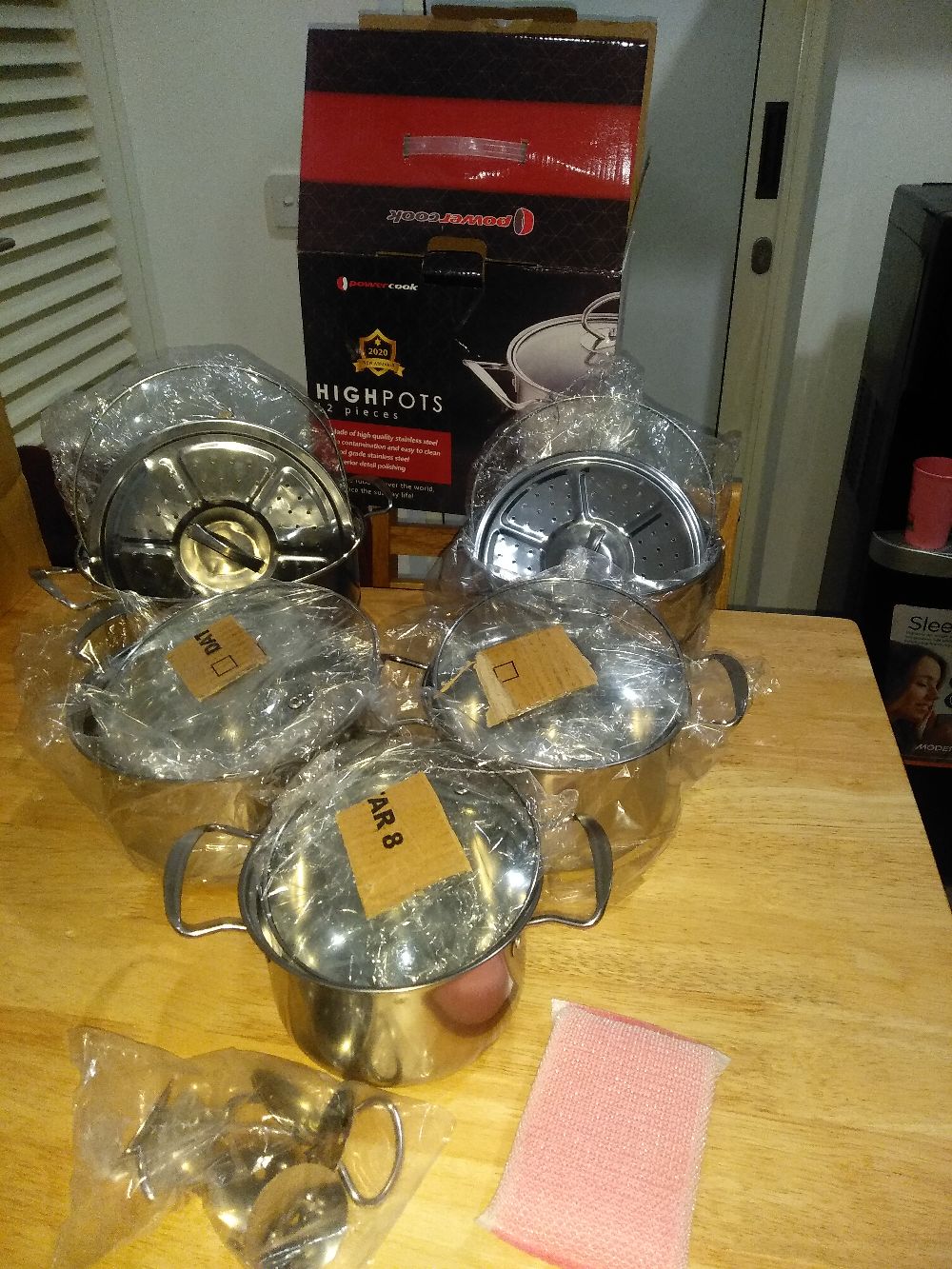 Panci Kukusan 1 Set High Pot 5 Pcs Steamer Stainless Steel Tutup Kaca