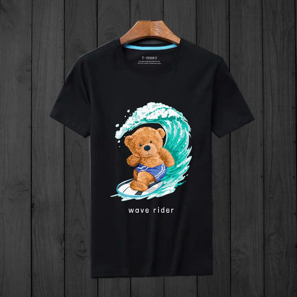 Kaos Tshirt Pria Teddy Bear Atasan Lengan Pendek Baju Basic